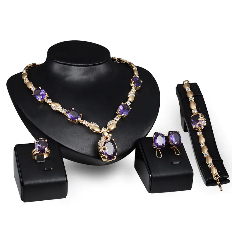 Fashion Gem Jewelry Set for Brides - Punk Style (4pcs)