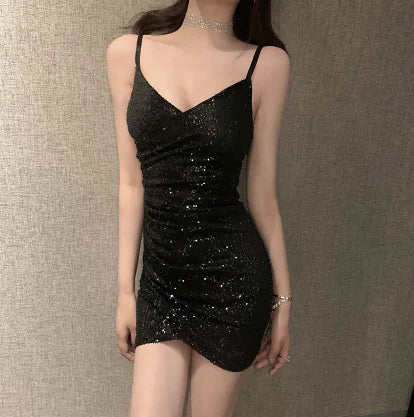 Sexy Deep V Neck Cross Back Bodycon Dress