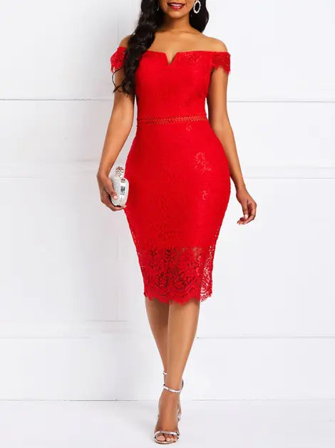 Lace Dress, Low-Cut Lace Dress, Bodycon Lace Dress