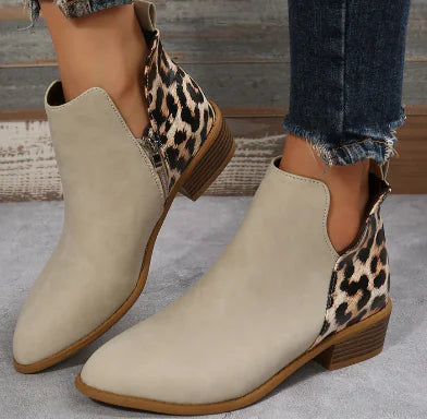 Women's Round Toe Synthetic Leather Martin Boots