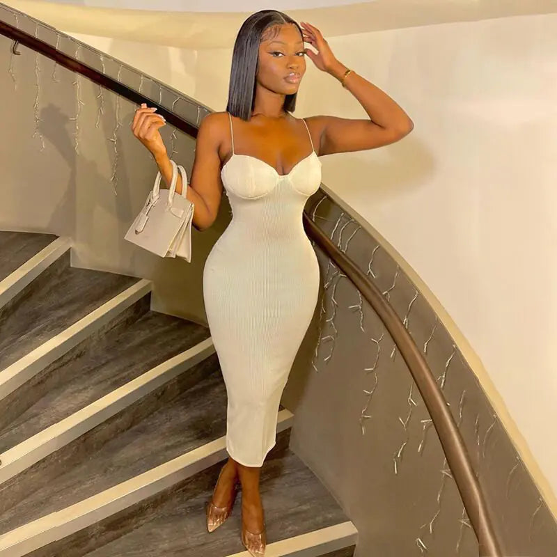 Sexy Bodycon Cami Dress with Low Neckline