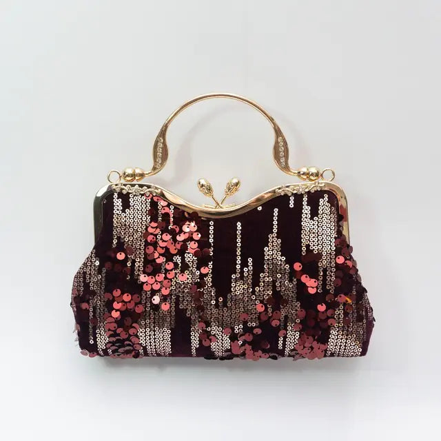Velvet Clutch Evening Handbags with Sequin Design