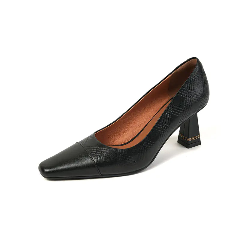 2022 Retro Leather Chunky Heels for Women