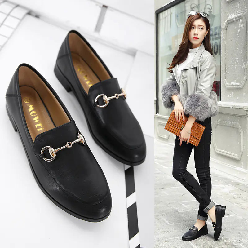 Versatile Flat Shoes - Casual White Leather Sneakers