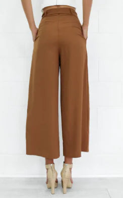 Mid-Rise Wide-Leg Sexy Cropped Pants for Women