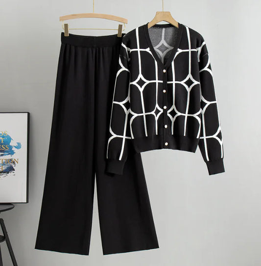 Women's Jacquard Knitted Cardigan Sweater Jacket