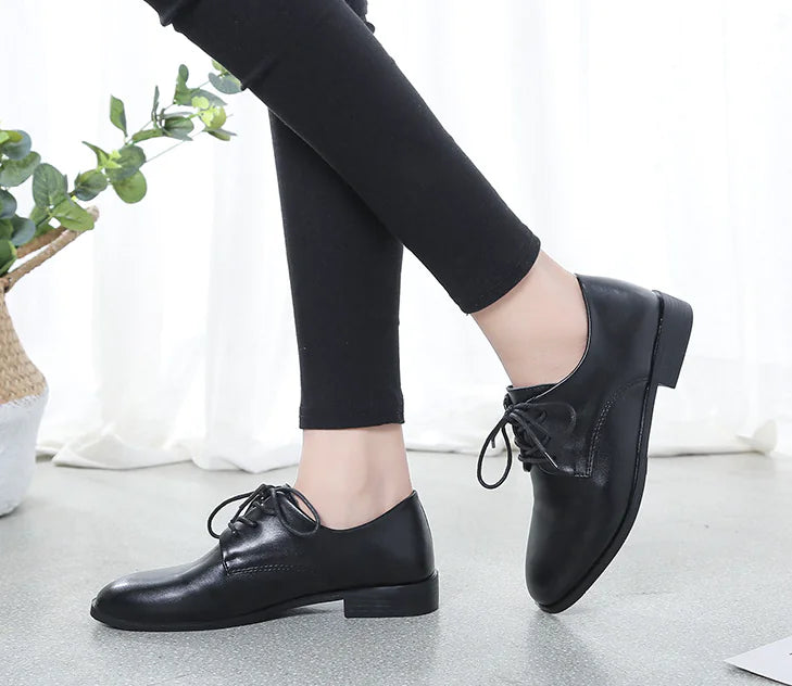 2020 Autumn Black Women's Leather Casual Shoes