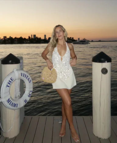 Sequin Halter Backless Dress