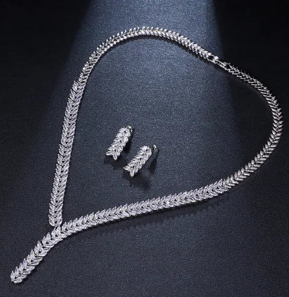 Luxury Bridal Jewelry Set with AAA Zirconia Earrings & Necklace