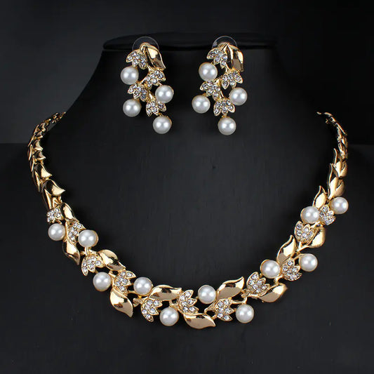 Bridal Party Dress Jewelry Set with Pearl Necklace & Earrings