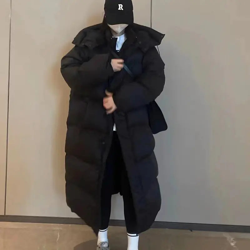 Cream Mid-Length Down Jacket for Women - High-End Winter Coat