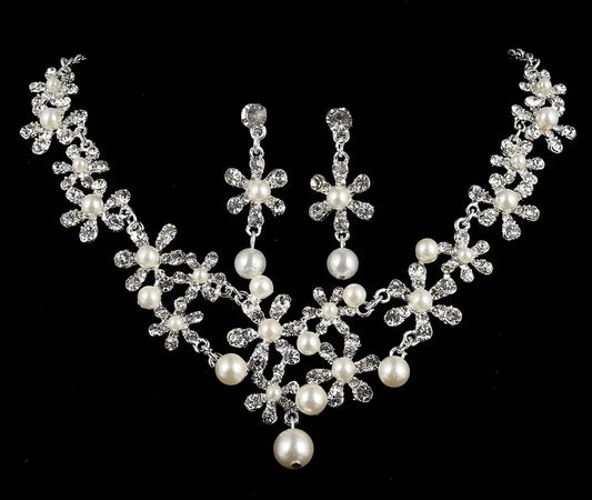 Korean Style Pearl and Rhinestone Jewelry Set (3 Pieces)