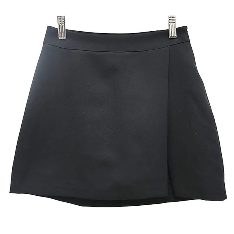 Korean Women's High Waist Side Slit A-Line Pantskirt