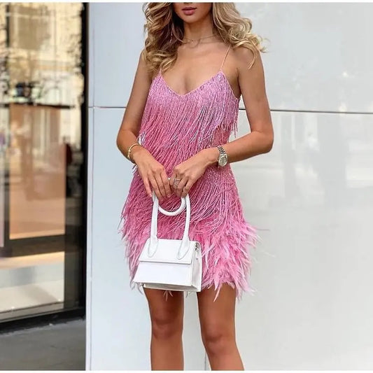 Tassel Feather Mini Dress