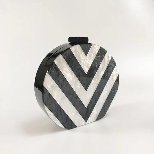 Stripes Acrylic Handbags for Evening and Party Use