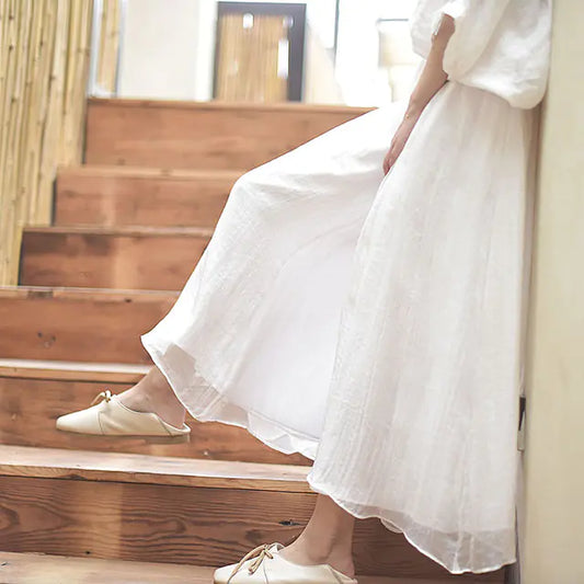 Cotton Linen Wide-Leg Pants, Plus Size Yoga Pants