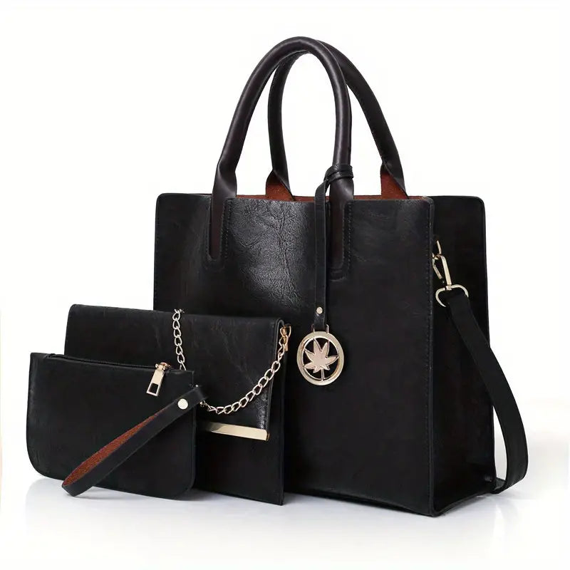 Classic Tote Bag Set - Solid Color All-Match Handbags