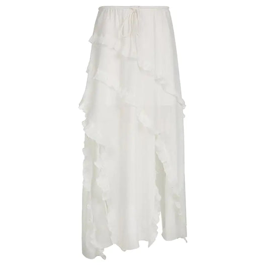 "Fashion Ruffles Lace-up Irregular Skirt"