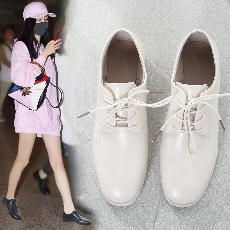 2020 Autumn Black Women's Leather Casual Shoes