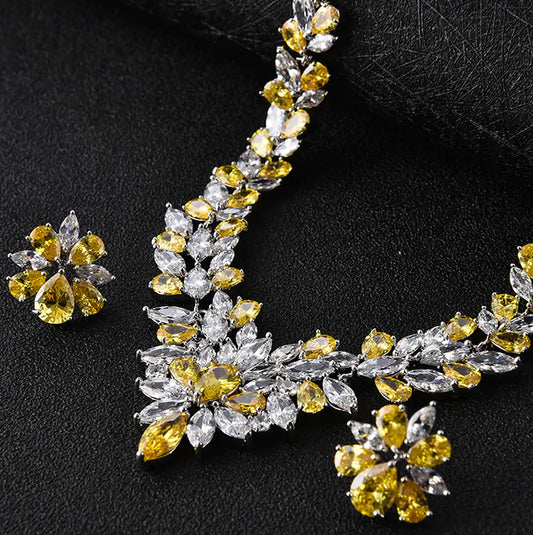 Korean Style Bridal Jewelry Set with Necklace and Earrings