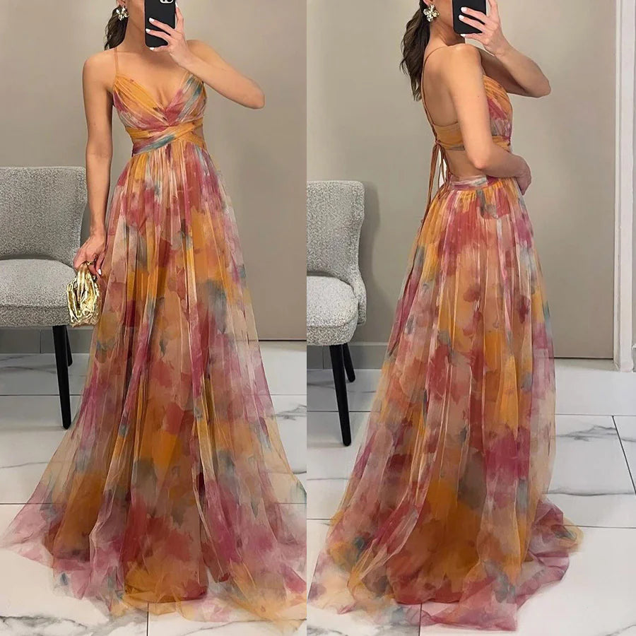 Mesh Print Slip Dress