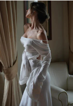 Penelope Long Dress - French Style Backless Knit Dress