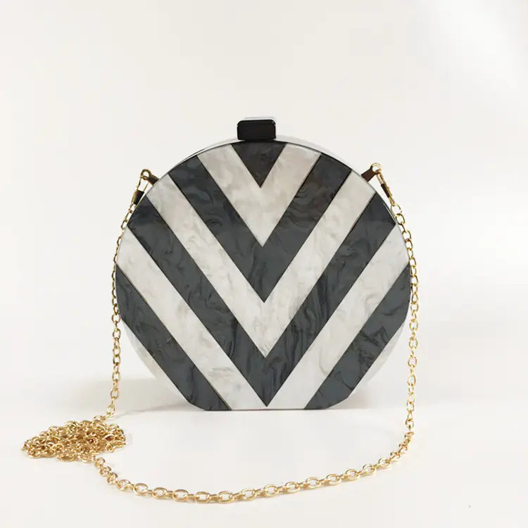Stripes Acrylic Handbags for Evening and Party Use