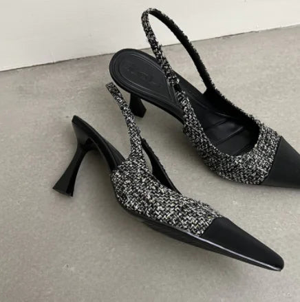 Women's Real Leather Slingback Square Toe Pumps