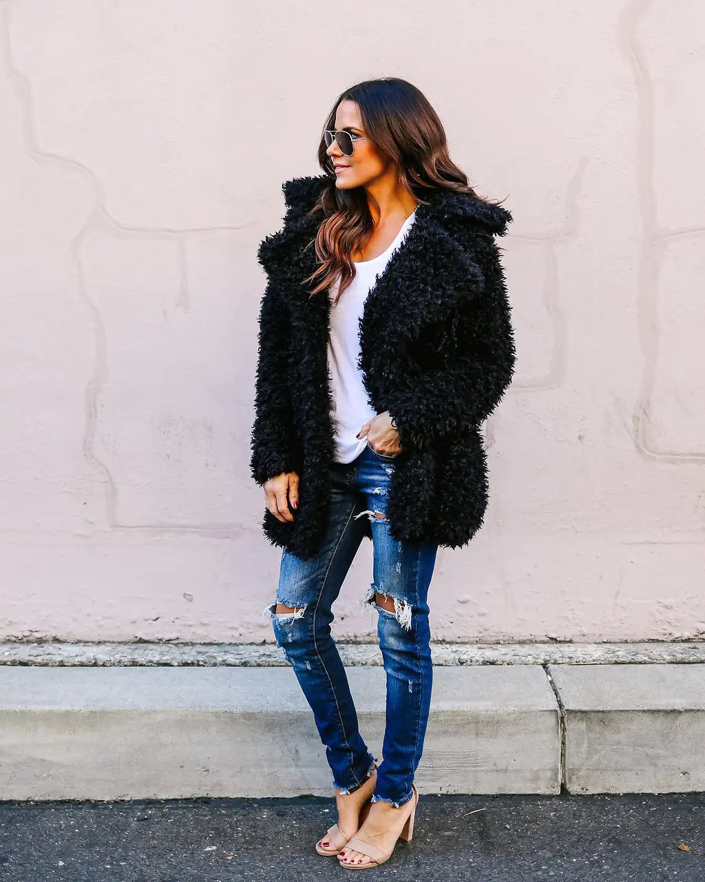 Long Faux Fur Coat for Women - Autumn Winter Fashion