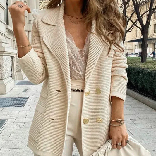 Women's Solid Color Cardigan Coat for Autumn/Winter