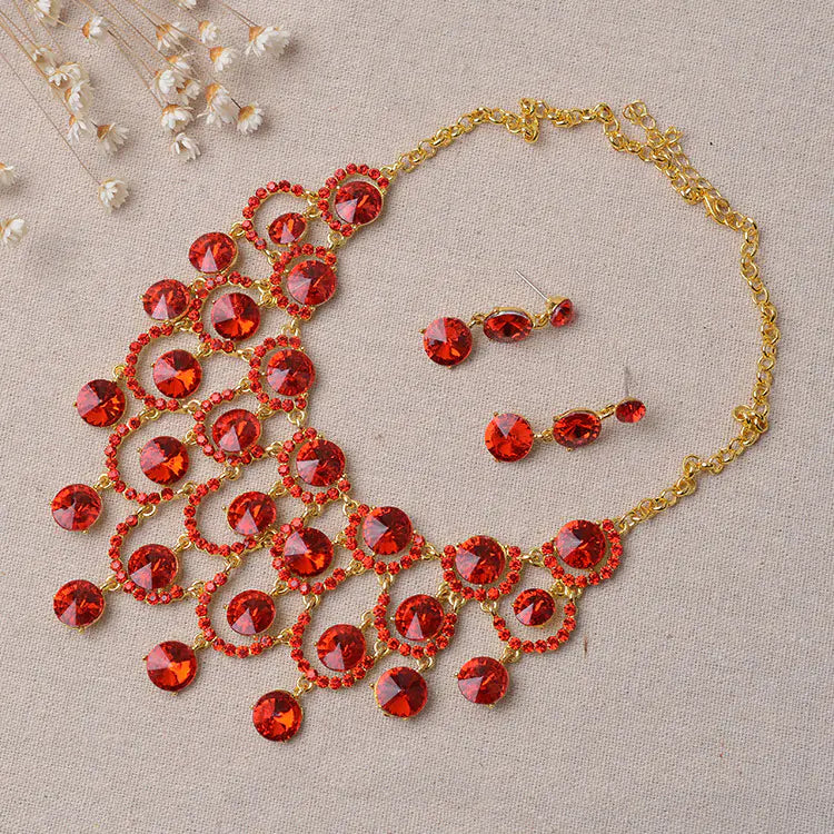 Korean Crystal Glass Jewelry Set for Brides (2 Pieces)