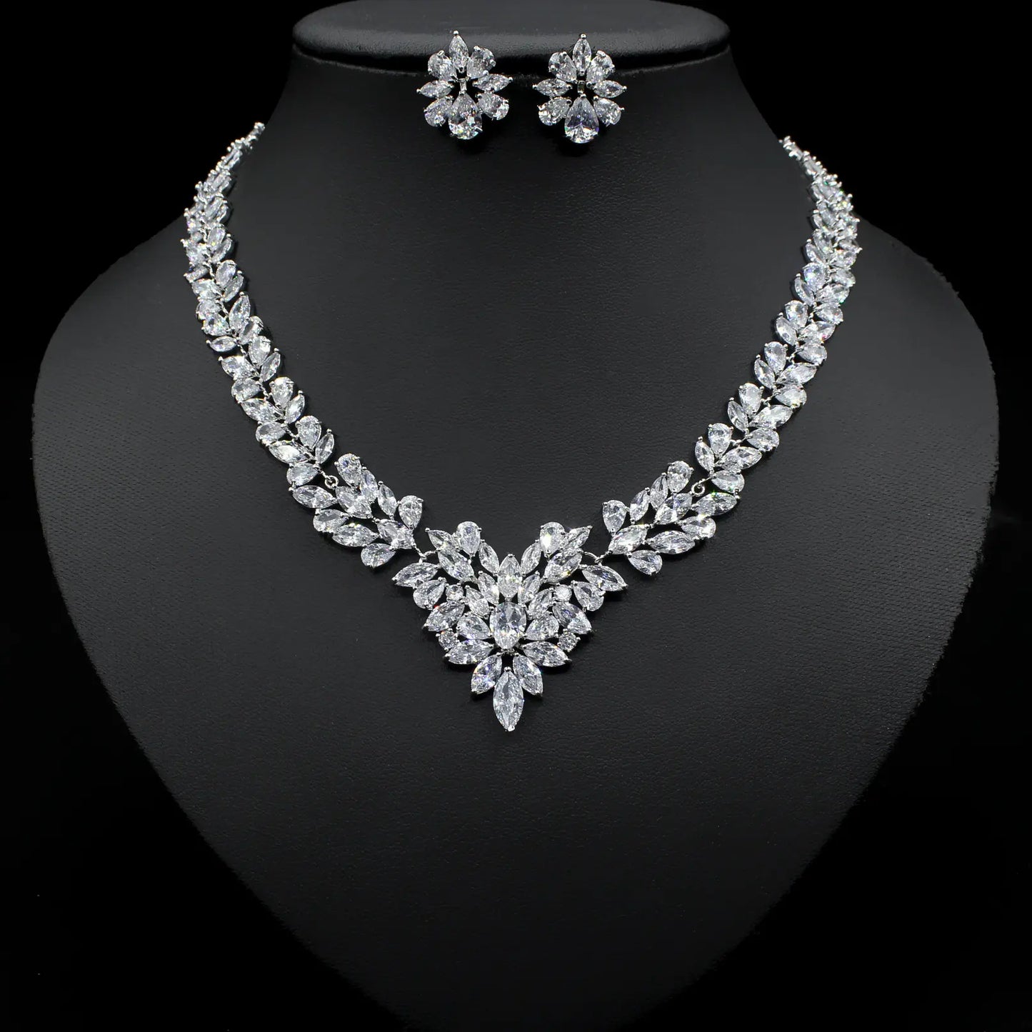 Korean Style Bridal Jewelry Set with Necklace and Earrings