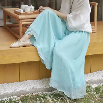 Cotton Linen Wide-Leg Pants, Plus Size Yoga Pants