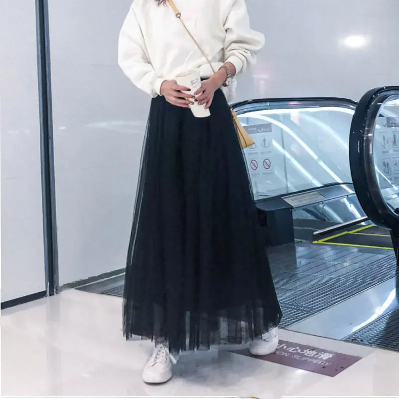 Women's High Waist Skinny A-line Puffy Skirt