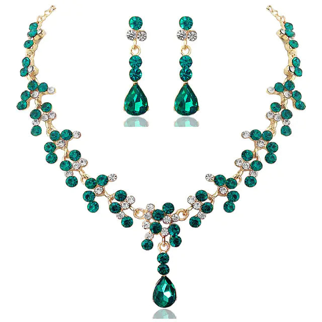 High-End European American Jewelry Set with Necklace & Earrings