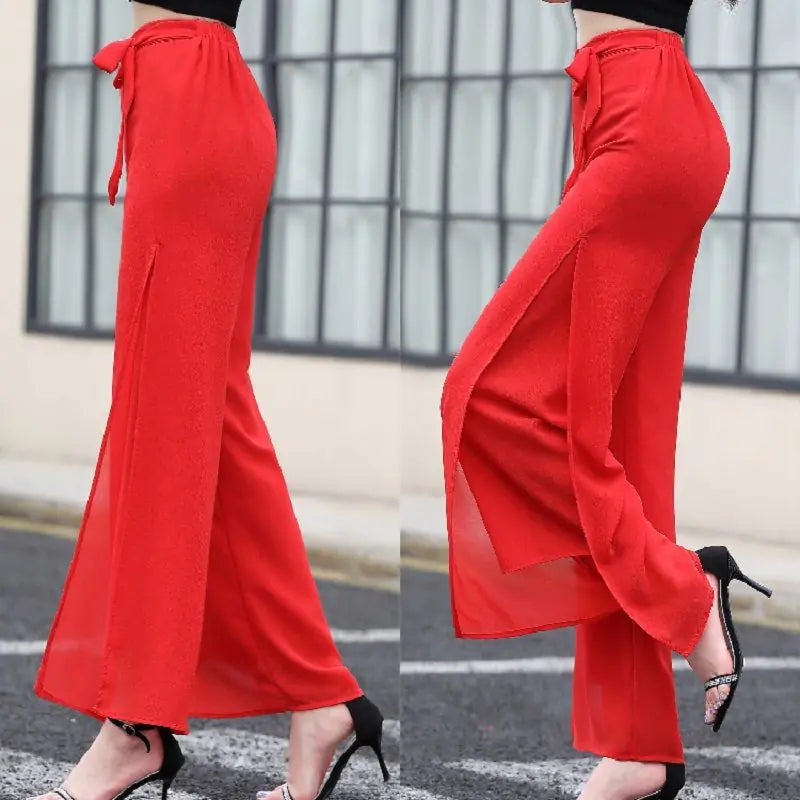 Summer High-Waist Chiffon Wide-Leg Pants for Women