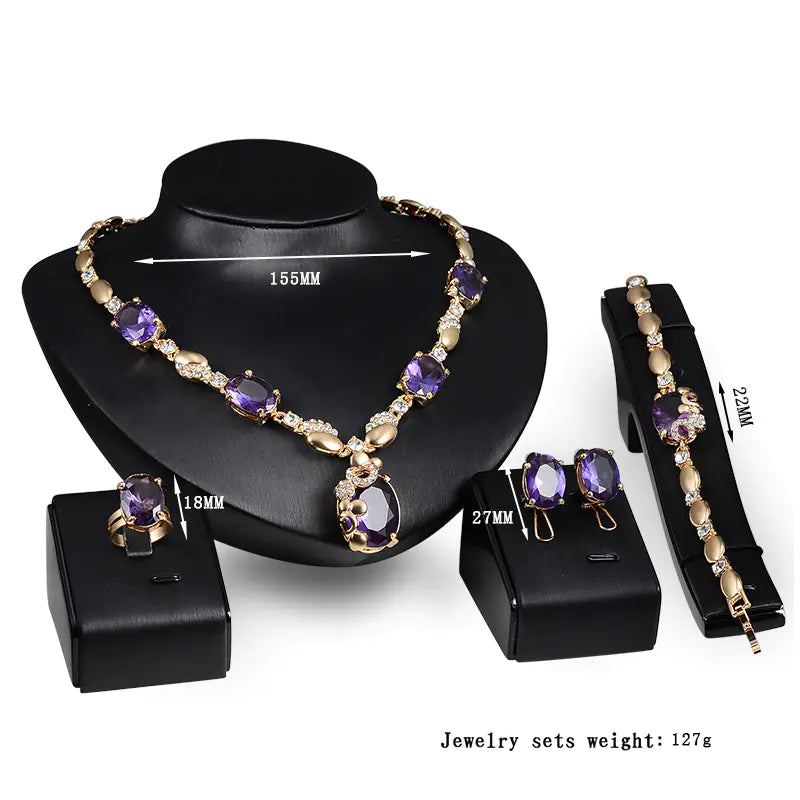 Fashion Gem Jewelry Set for Brides - Punk Style (4pcs)