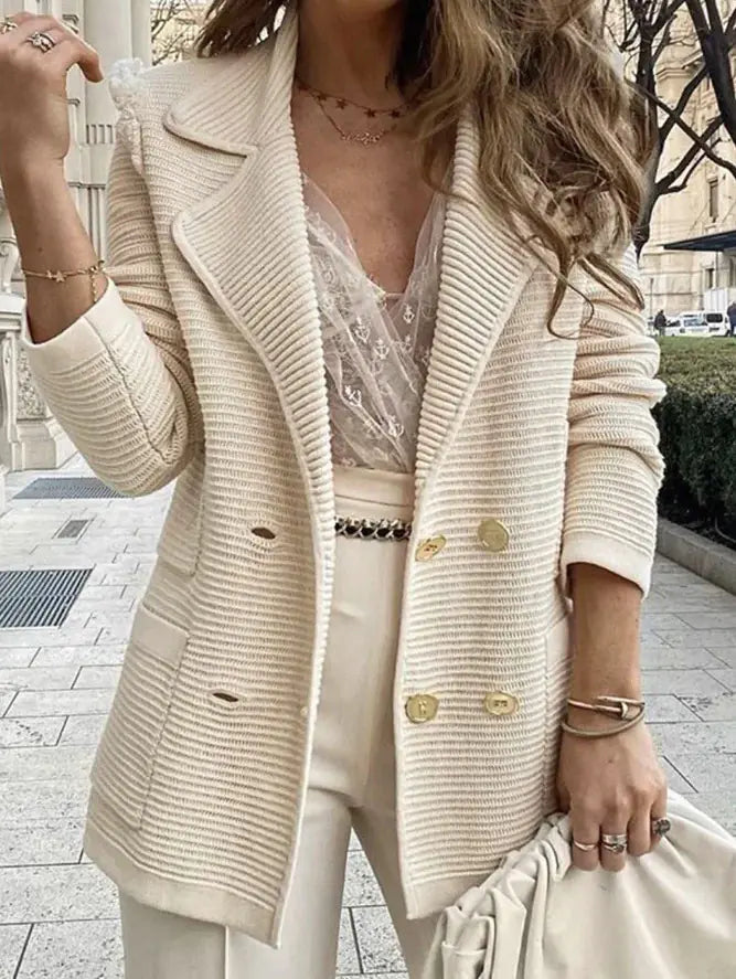 Women's Solid Color Cardigan Coat for Autumn/Winter