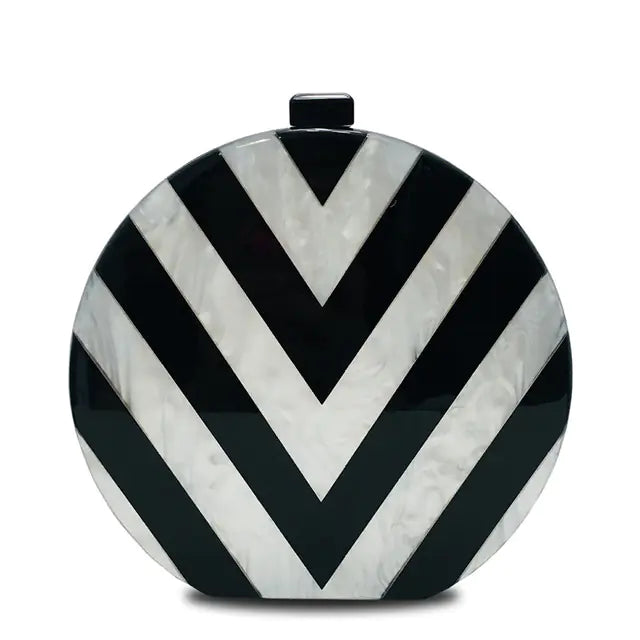Stripes Acrylic Handbags for Evening and Party Use