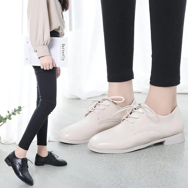 2020 Autumn Black Women's Leather Casual Shoes