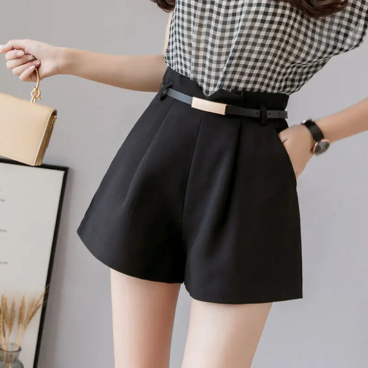 High Waist A-line Suit Shorts for Women
