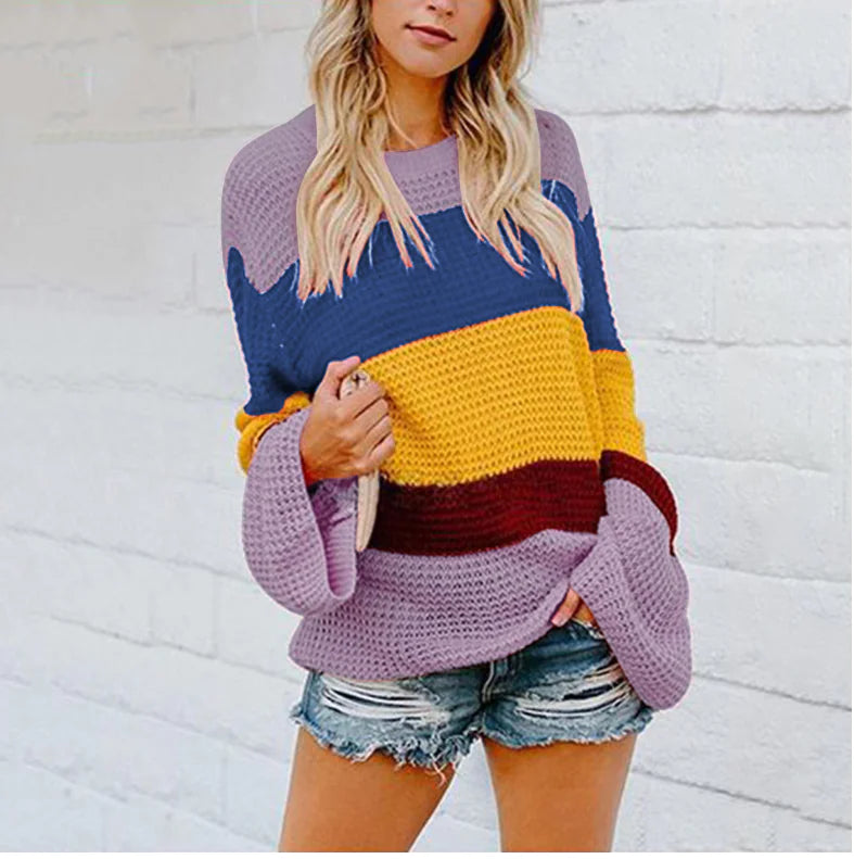Three-Color Pullover Sweater