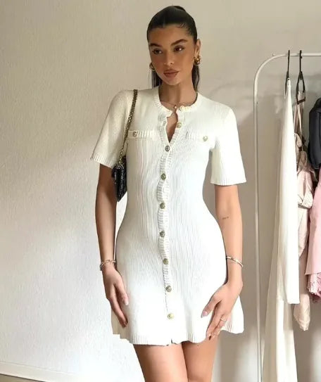 Knitted Button Wool Dress