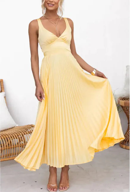 Yellow Satin Slip Dress