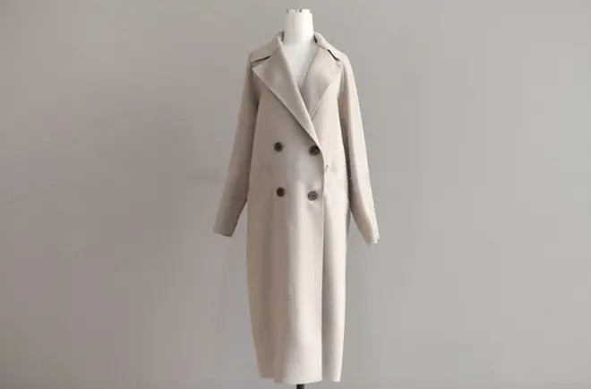 Autumn Winter Mid-Length Double-Sided Cashmere Coat