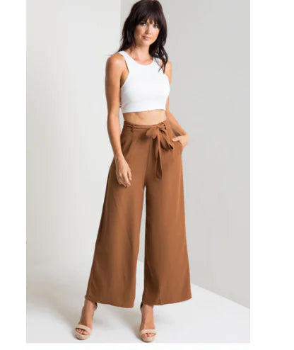 Mid-Rise Wide-Leg Sexy Cropped Pants for Women