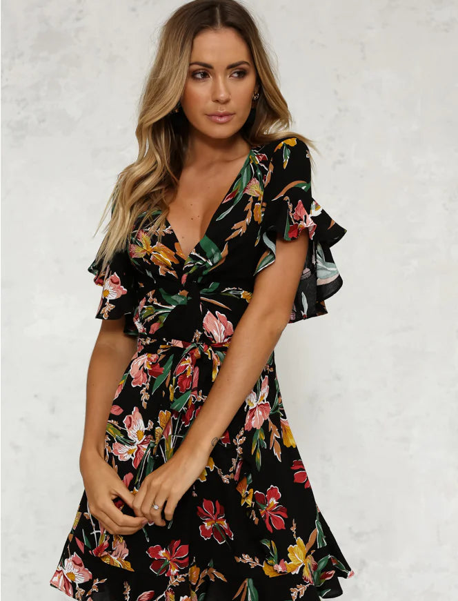 Short Sleeve Printed Dress