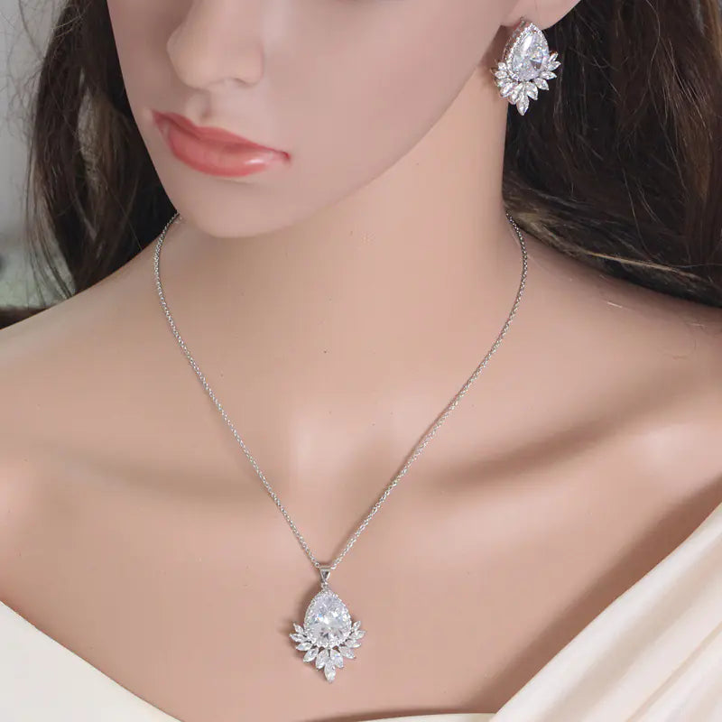 Luxury Jewelry Set with AAA Zirconia Necklace for Brides