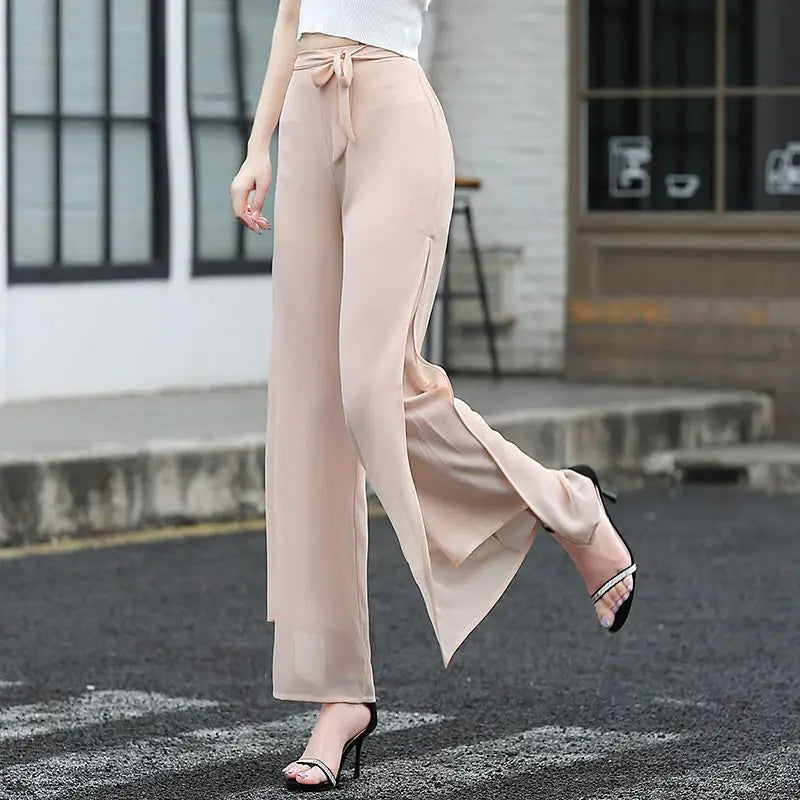 Summer High-Waist Chiffon Wide-Leg Pants for Women