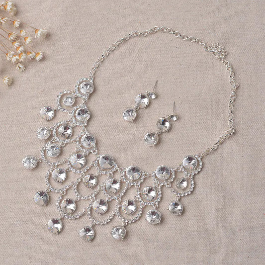 Korean Crystal Glass Jewelry Set for Brides (2 Pieces)
